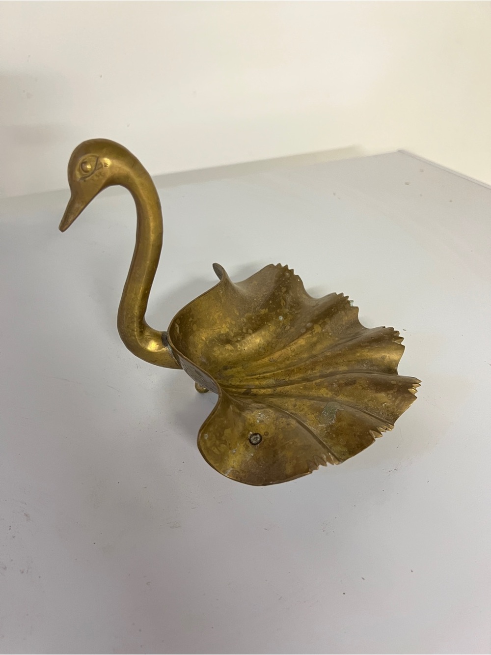 Bintage Brass Swan jewelry holder Accent in Gold Finish